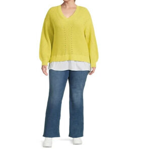 Terra & Sky Women's Plus Shaker Knit Layered Sweater NWT Size 0X